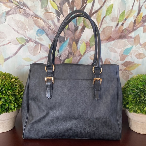 MICHAEL Michael Kors 🖤BLACK🖤 JET SET MEDIUM SIGNATURE WORK TOTE BAG 🌟EUC🌟 - Picture 6 of 17